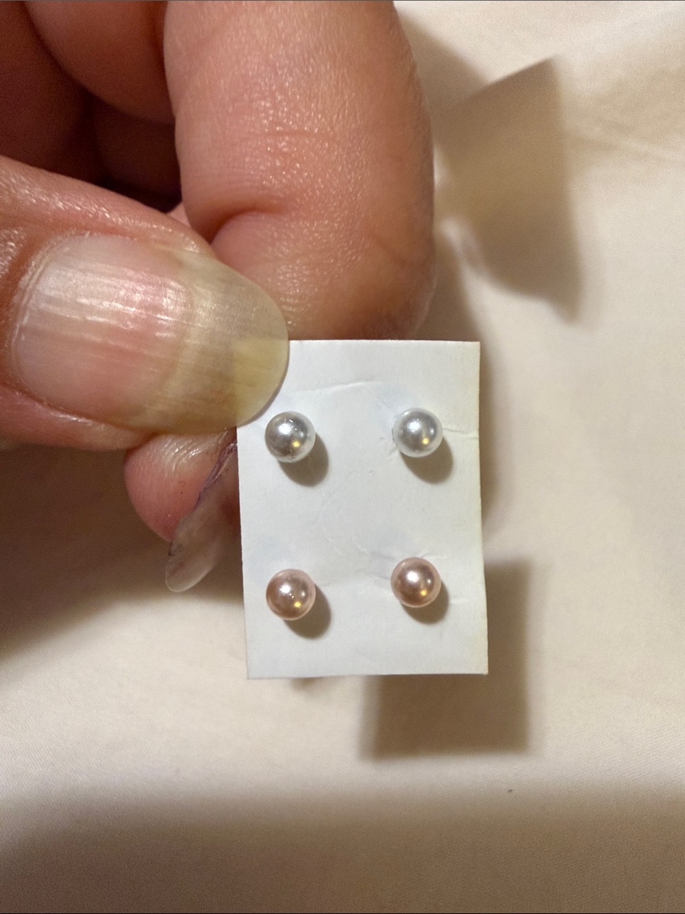 Classic Pearl Stud Earring Set - Silver & Blush